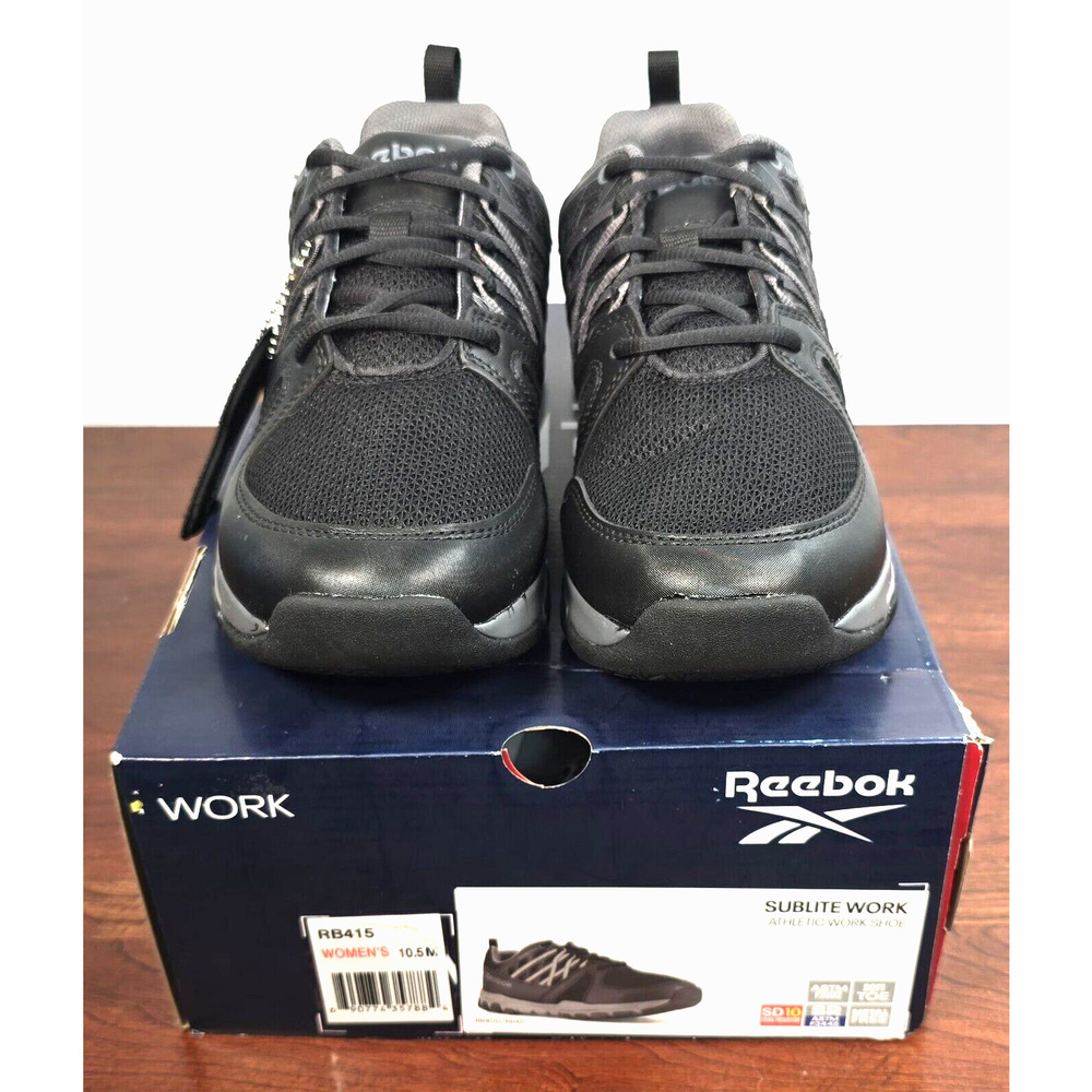 Reebok Sublite Work Shoe Women's 10.5 Athletic Work Shoe Black W/Gray Trim RB415